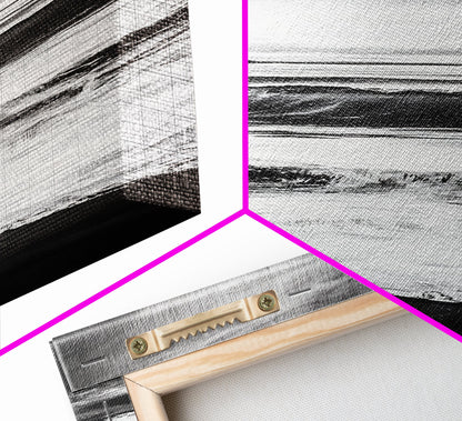 Black and White Waves, Ocean Painting, Dramatic Coastline, Minimalist Art, Framed Canvas Print, Modern Seascape, Contemporary Wall Art