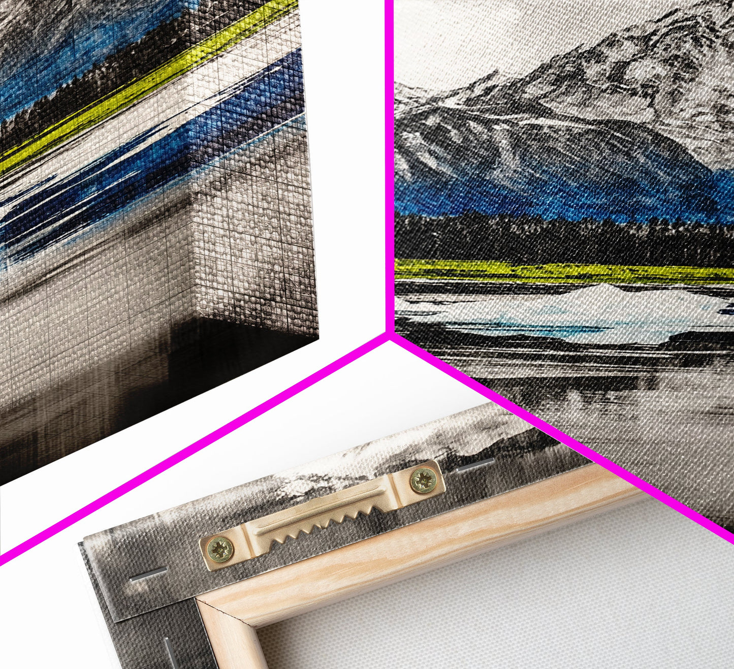 Mountain Reflections, Ice Peaks, Nature Landscape, Serene Wilderness, Canvas Print, Adventure Art, Cabin Decor, Living Room Wall Art