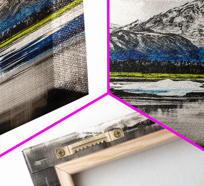 Mountain Reflections, Ice Peaks, Nature Landscape, Serene Wilderness, Canvas Print, Adventure Art, Cabin Decor, Living Room Wall Art