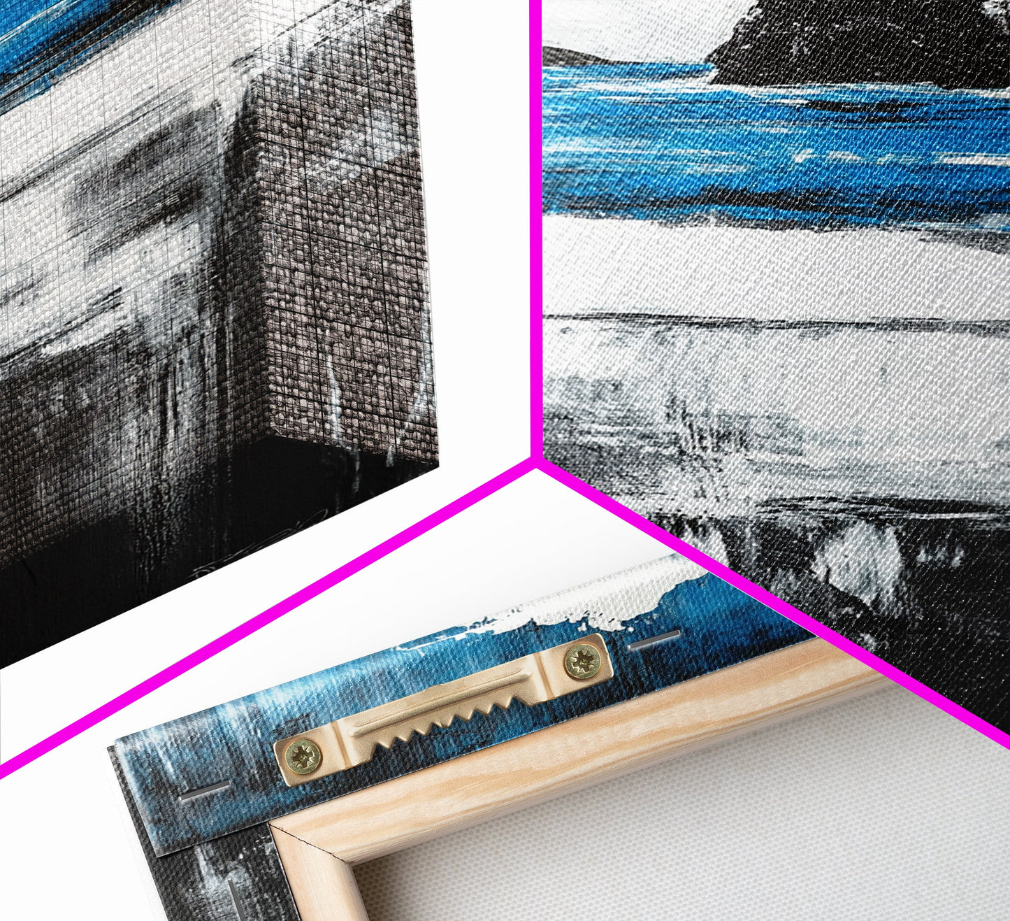 Ocean Cliff Seascape, Moody Coastal Art, Black White Blue Water, Modern Minimalist Wall Decor, Nautical Home Gift, Framed Canvas Print