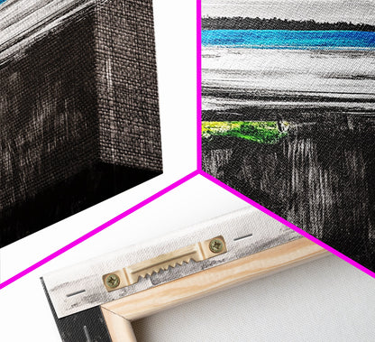 Tranquil Lake View, Blue Water Abstract Landscape, Moody Black White Sky, Serene Nature Wall Decor, Relaxing Home Gift, Canvas Print