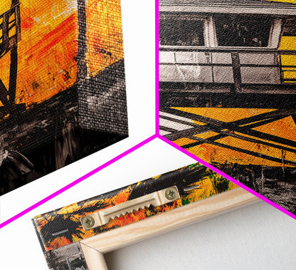 Lifeguard Tower, Beach House Art, Tropical Wall Art, Coastal Sunset, Vibrant Palm Trees, California Decor, Canvas Print, Living Room