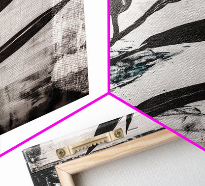 Minimalist Leaves, Monochrome Plant Art, Botanical Wall Decor, Neutral Home Art, Black and White Nature, Framed Canvas Print, Gift Idea