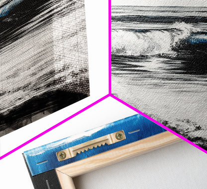 Ocean Horizon, Abstract Painting, Blue Waves, Canvas Print, Modern Seascape, Minimalist Beach Decor, Contemporary Wall Art