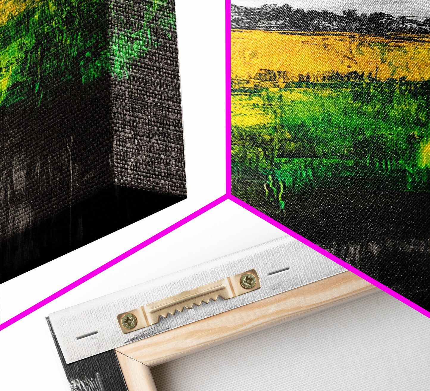 Mountain View, Golden Fields, Lakeside Horizon, Framed Canvas Print, Rustic Landscape, Nature Wall Art, Modern Farmhouse