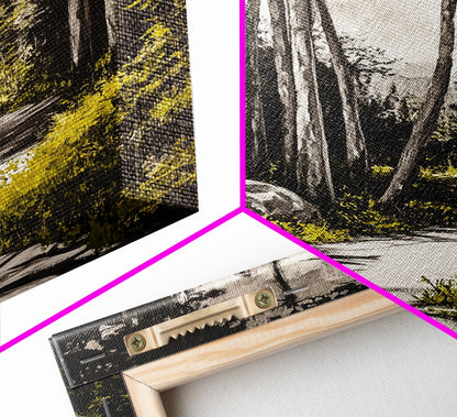 Sunlit Trail, Forest Path, Nature Landscape, Canvas Print, Woodland Wall Art, Minimalist Art, Living Room Decor, Fall Aesthetic