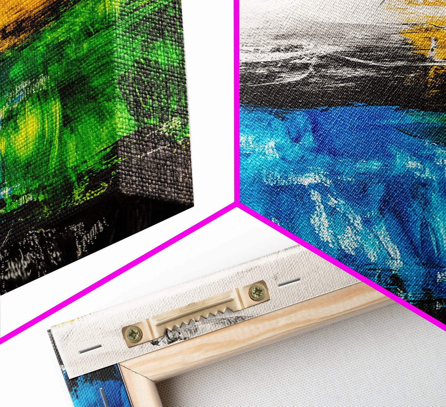 Abstract Landscape, Blue and Yellow Modern Painting, Minimalist Nature Art, Framed Canvas Print, Living Room or Office Wall Decor