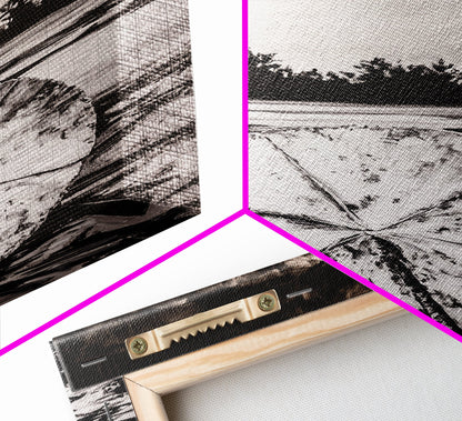 Lotus Reflection, Zen Wall Art, Black and White Nature Print, Minimalist Boho Decor, Meditative Aesthetic, Framed Canvas Print