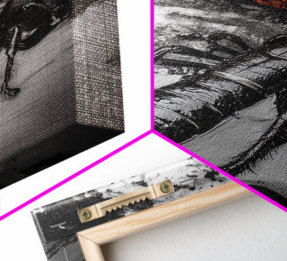 Lobster Art, Coastal Wall Decor, Ocean Life Print, Black and White Art, Nautical Theme, Canvas Print, Beach House Wall Art