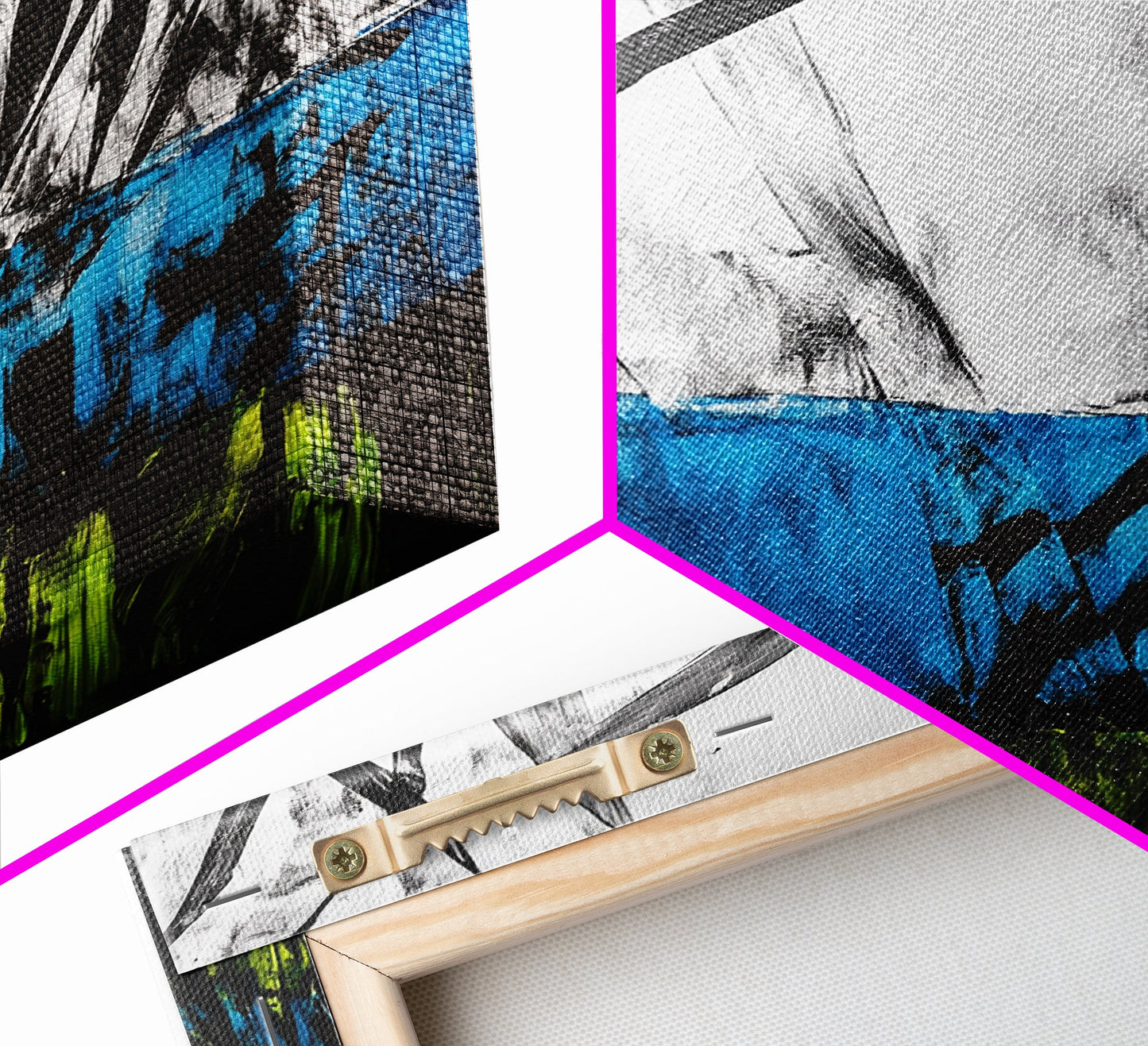 Abstract Grass, Blue and Green Art, Nature Inspired Wall Art, Minimalist Decor, Textured Canvas Print, Living Room Wall Art