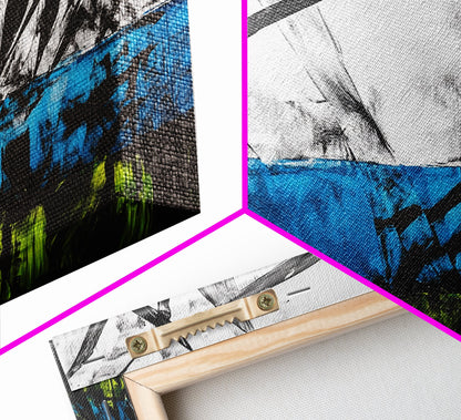 Abstract Grass, Blue and Green Art, Nature Inspired Wall Art, Minimalist Decor, Textured Canvas Print, Living Room Wall Art