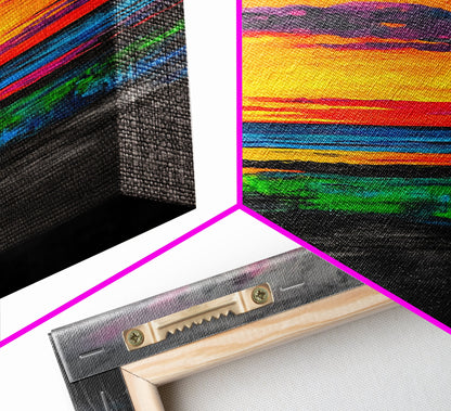 Sunset Glow, Vibrant Landscape, Nature Art, Framed Canvas Print, Dramatic Sky Painting, Fall Home Decor, Large Wall Art, Beach Scene