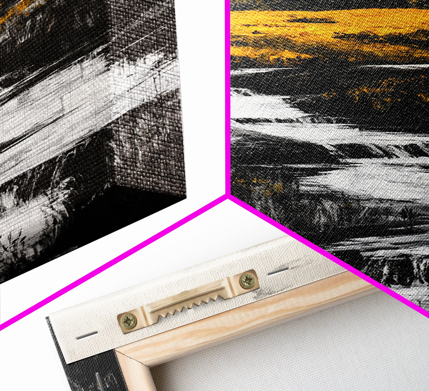 Golden Meadow, Nature Landscape, Rustic Wall Art, Framed Canvas Print, Country Farmhouse Decor, Waterfall Painting, Fall Vibes