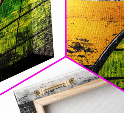 Yellow Beach, Sailboat Art, Nautical Decor, Coastal Wall Art, Framed Canvas Print, Ocean Waves, Living Room Art, Bold Abstract Style