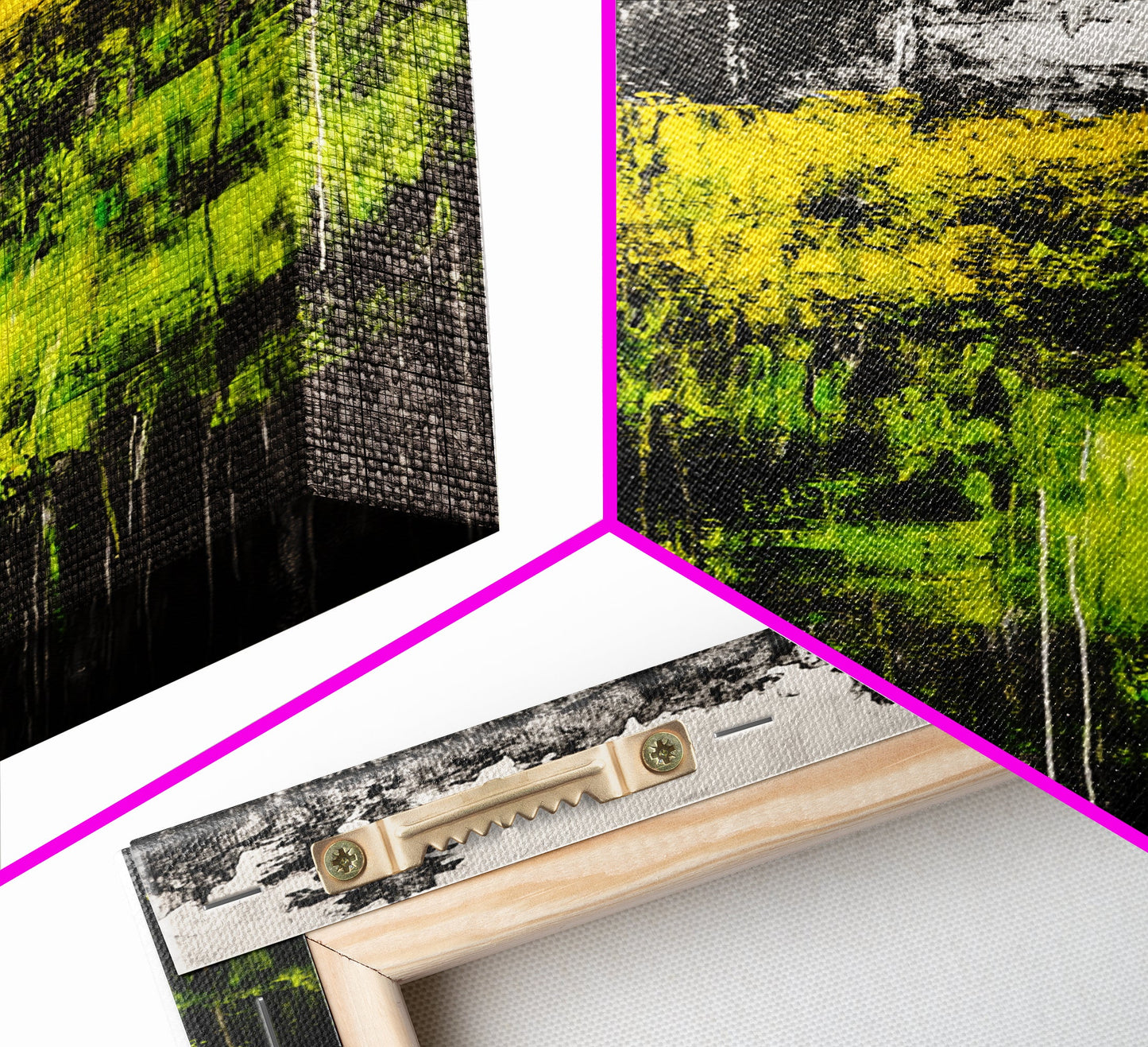 Wildflowers, Abstract Meadow, Colorful Landscape, Modern Wall Art, Framed Canvas Print, Boho Decor, Vibrant Nature, Yellow Green Art