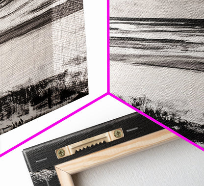 Black and White Beach, Stormy Ocean, Dramatic Seascape, Moody Wall Art, Framed Canvas Print, Minimalist Decor, Coastal Storm