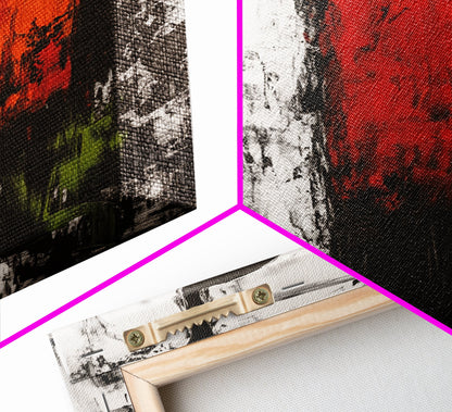 Bold Abstract, Red and Black Painting, Modern Canvas Print, Living Room Wall Art, Statement Art, Large Contemporary Artwork