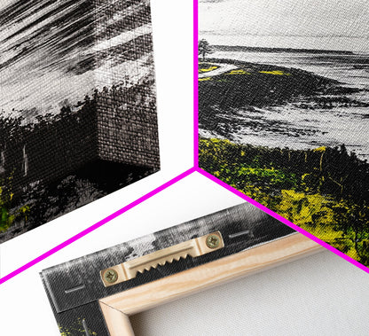 Coastal Road, Ocean View, Yellow Grass, Canvas Print, Scenic Landscape, Rustic Wall Art, Beach House Decor, Nature Painting