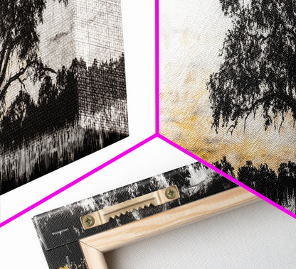 Lone Eagle and Tree, Dramatic Sunset Art, Wildlife Wall Decor, Rustic Nature Print, Framed Canvas Print, Office or Living Room Art