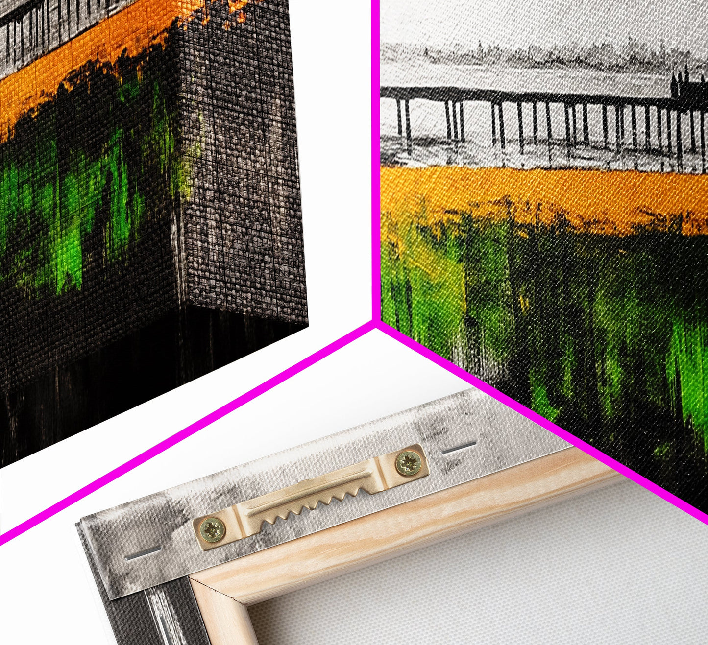 Lakeside Reflection, Golden Meadow, Dramatic Sky, Framed Canvas Print, Landscape Wall Art, Nature Inspired Art, Bedroom Wall Decor, Rustic Charm