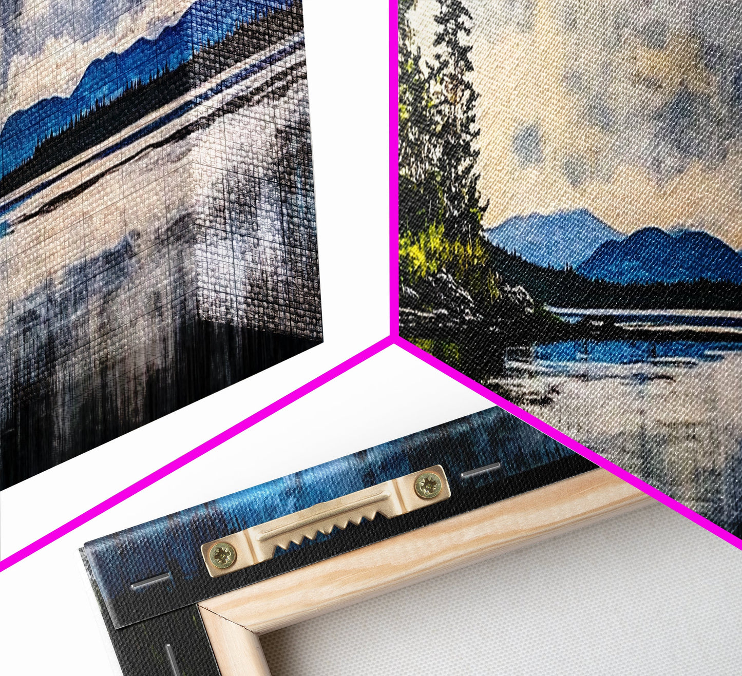 Cabin on the Lake, Peaceful Landscape, Nature Lover Art, Framed Canvas Print, Mountain View, Serene Wall Decor, Scenic Painting