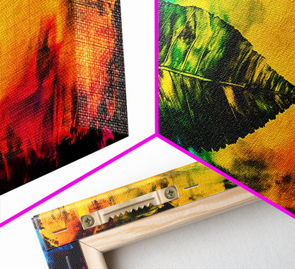 Abstract Leaf, Bold Colorful Art, Vibrant Wall Art, Canvas Print, Nature Inspired Decor, Modern Office Art, Eye-Catching Design
