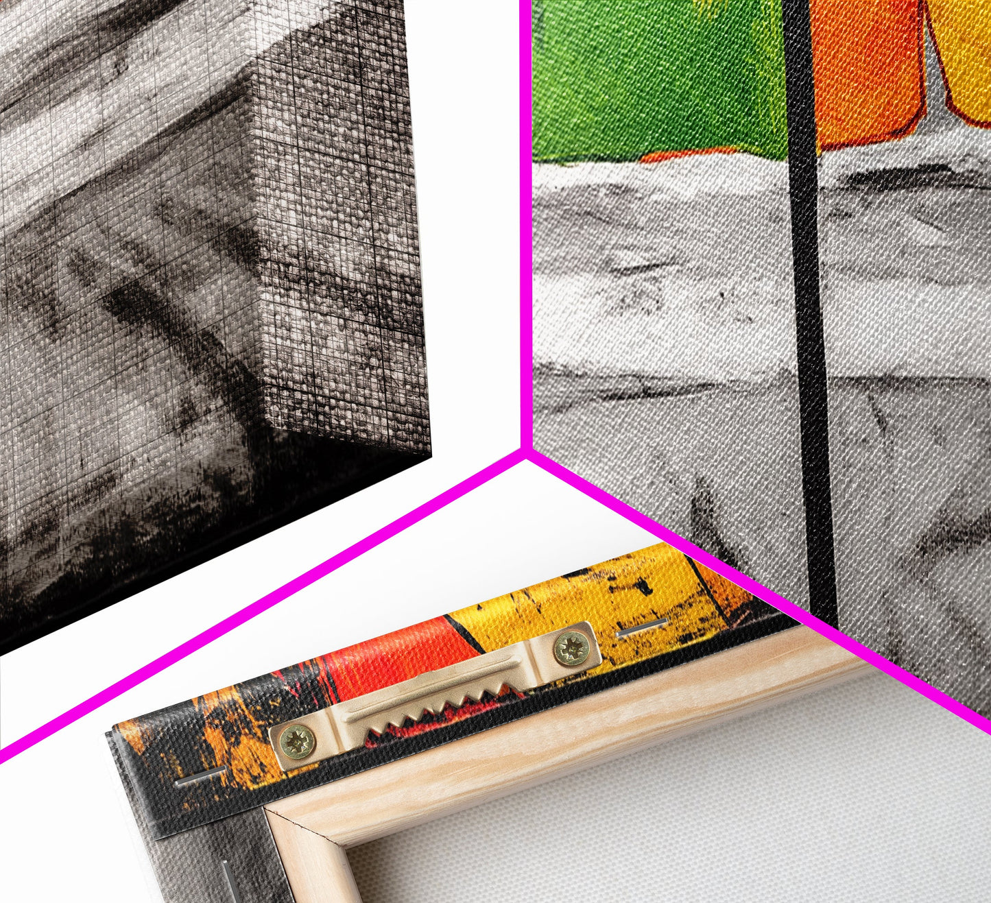 Colorful Umbrella Art, Abstract Beach Painting, Coastal Modern Decor, Vibrant Seaside Print, Bold Canvas Print, Framed Canvas Print