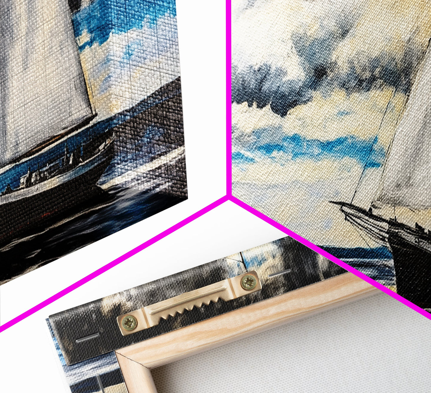 Sailing Boat, Ocean Art, Framed Canvas Print, Nautical Wall Art, Coastal Decor, Blue Sky Painting, Large Wall Art, Office Decor