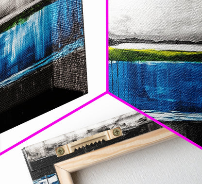 Lake Reflection, Blue Water Art, Minimalist Landscape, Nature Serenity, Monochrome Sky, Peaceful Home Decor, Canvas Print