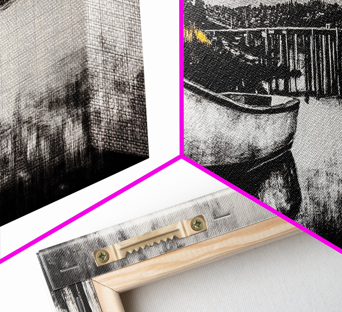 Rustic Boat, Black and White, Nautical Wall Art, Coastal Home Decor, Lake House Art, Large Wall Art, Framed Canvas Print, Living Room Art