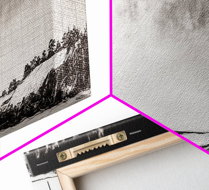 Minimalist Landscape, Black and White Art, Cloudy Sky, Framed Canvas Print, Modern Wall Art, Neutral Home Decor, Monochrome Landscape