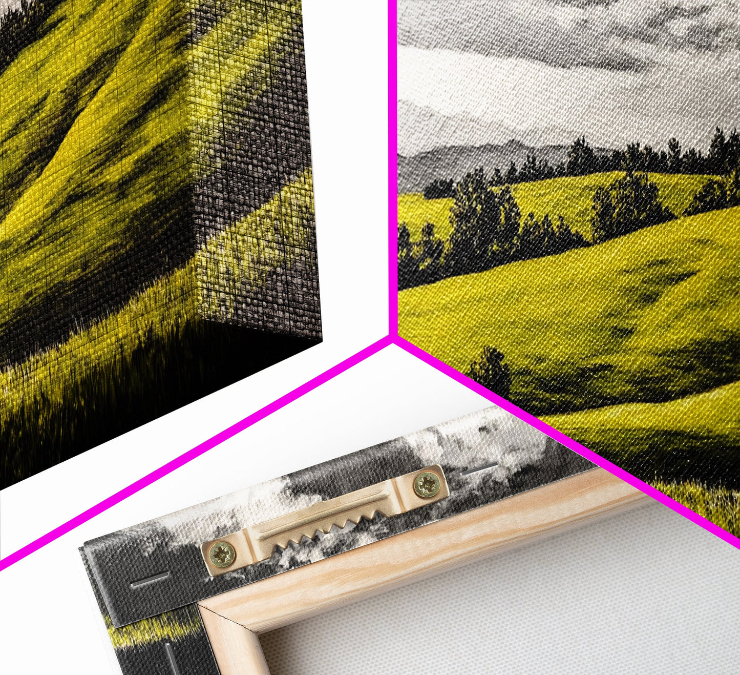 Rolling Hills, Countryside Landscape, Green Fields, Framed Canvas Print, Rural Wall Art, Nature Scene, Pastoral Painting, Home Office Art