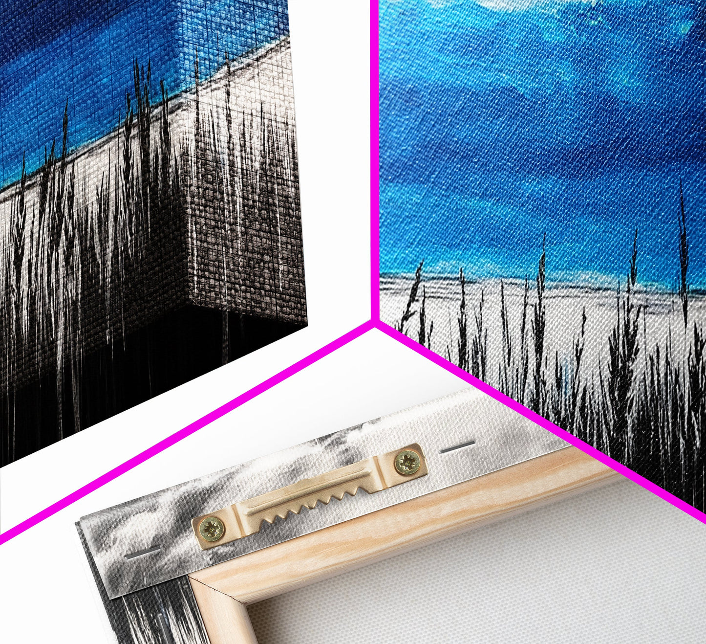 Tall Grass, Ocean View, Tranquil Horizon, Canvas Print, Coastal Landscape, Minimalist Art, Living Room Wall Art, Beach Home Decor