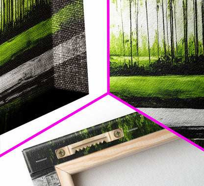 Forest Reflection, Green Trees, Nature Landscape, Framed Canvas Print, Tranquil Scenic Artwork, Zen Wall Decor, Modern Office Art