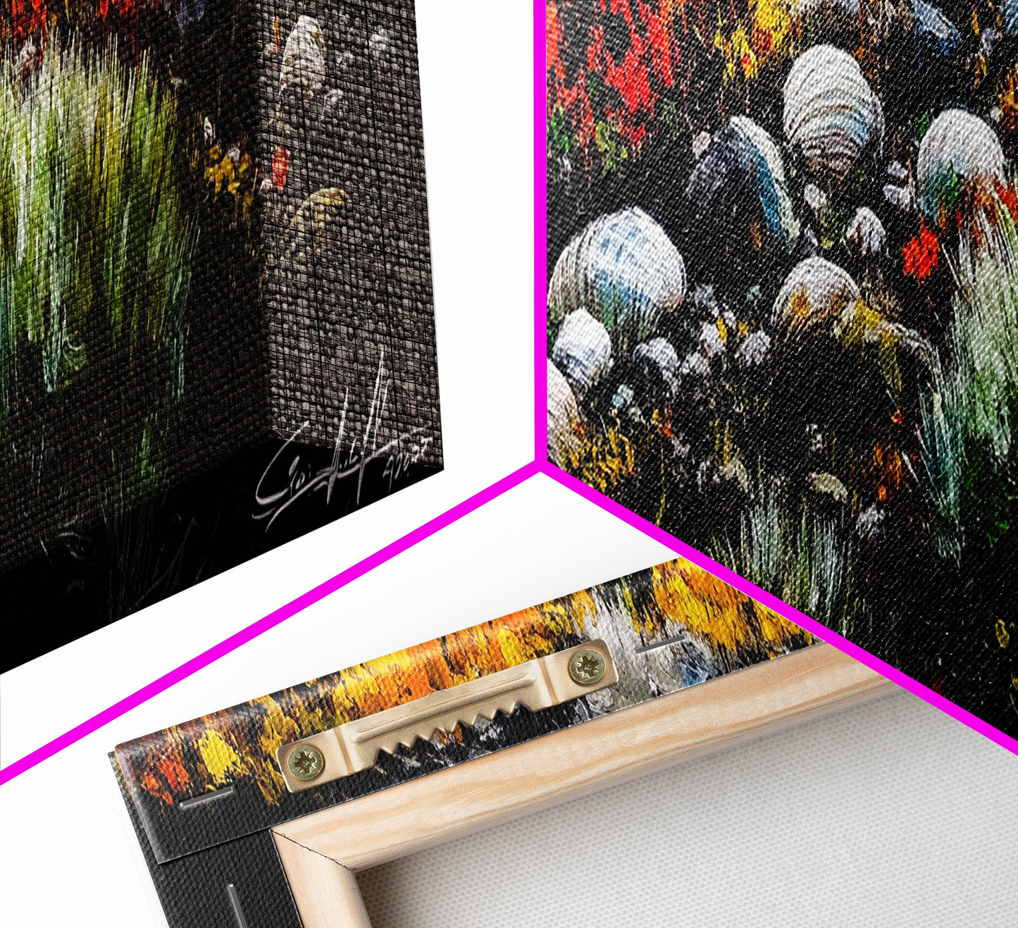 Rocky Shoreline, Wildflowers, Coastal Landscape, Framed Canvas Print, Autumn Beach Scene, Rustic Nature Painting, Entryway Wall Art