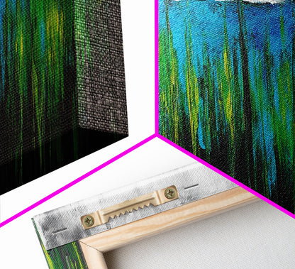 Ocean Grass, Coastal Wall Art, Blue Green Abstract, Framed Canvas Print, Beach House Decor, Serene Art, Minimalist Seascape, Tranquil Home Decor