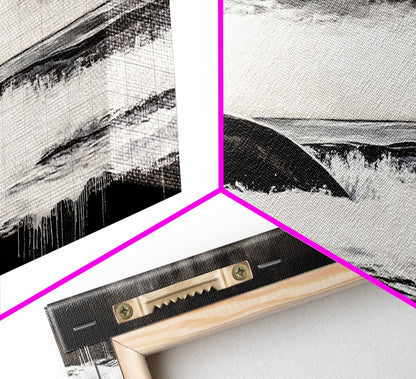 Ocean Wave, Moody Seascape, Black and White Art, Framed Canvas Print, Stormy Water, Coastal Home Decor, Nautical Wall Art, Large Statement Piece