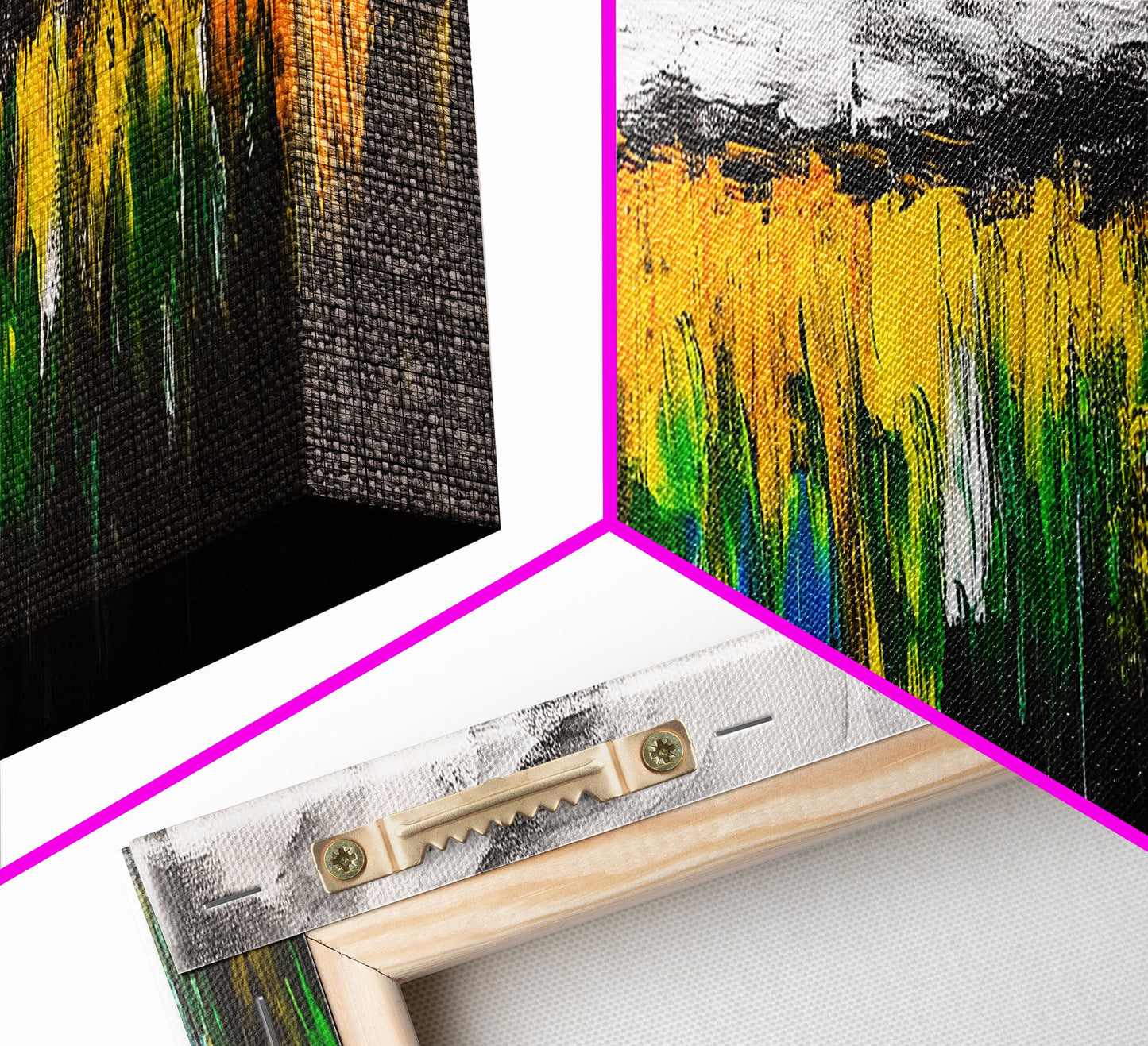 Abstract Wildflowers, Colorful Landscape, Boho Wall Art, Framed Canvas Print, Nature Inspired Art, Living Room Decor