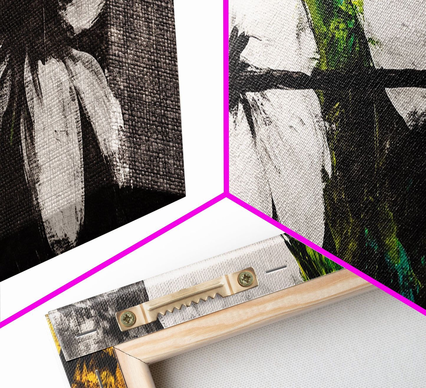 Floral Art, Black and White Flowers, Modern Botanical Art, Framed Canvas Print, Minimalist Wall Art, Bedroom Decor