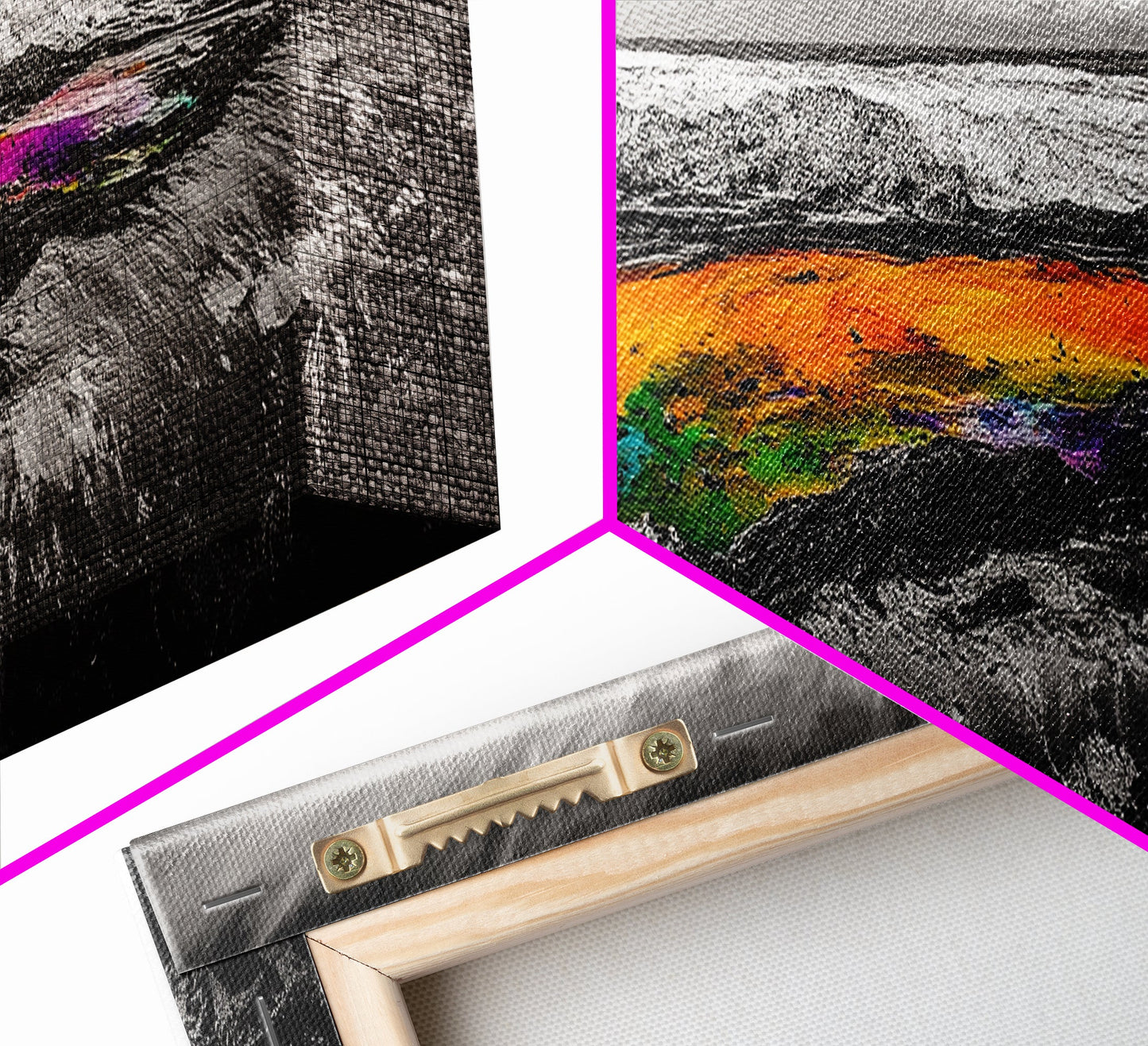 Vibrant Ocean Rock, Colorful Pool, Dramatic Sky, Canvas Print, Abstract Seascape, Modern Wall Art, Unique Art Piece, Living Room Decor