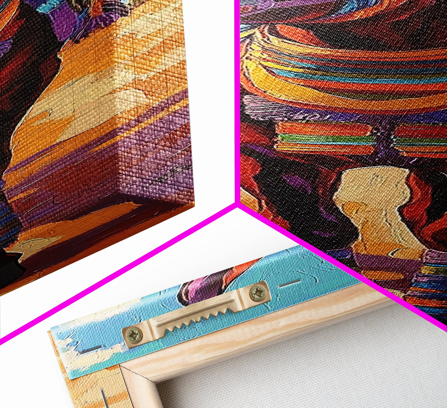 Donkey, Fiesta, Colorful, Fun, Framed Canvas Print with southwestern folk art, playful animal design, boho kids room, kitchen decor