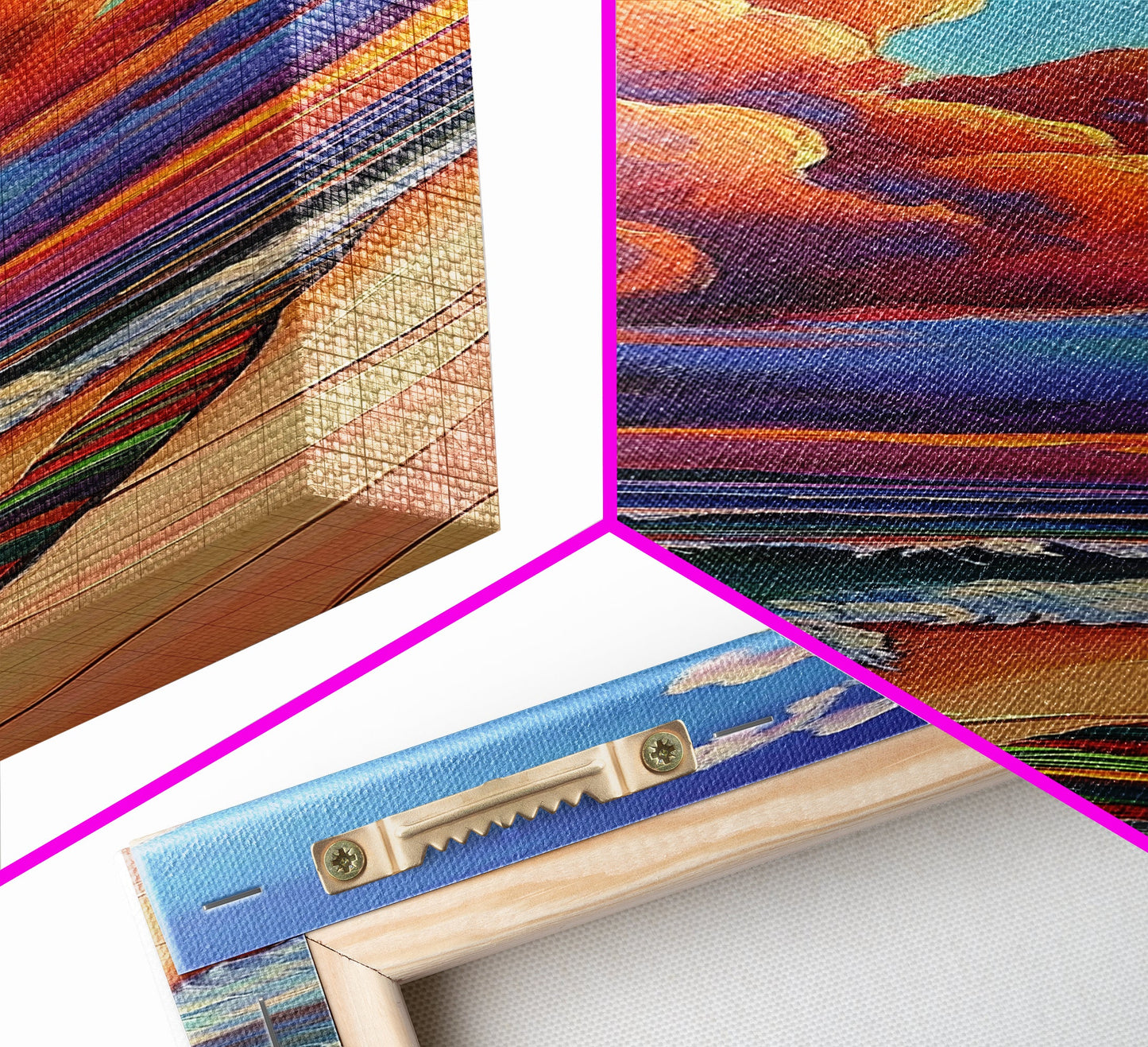 Ocean, Sunset, Blankets, Beach - Framed Canvas Print, Cozy Coastal Wall Art, Warm Sunset Beach Decor, Serene Bedroom, Entryway Accent