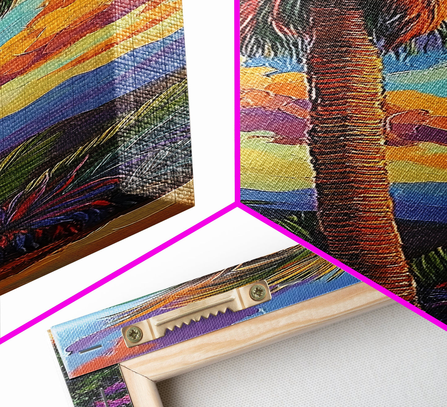 Palm, Tree, Sunset, Tropics - Canvas Print, Tropical Wall Decor, Vibrant Boho Art, Island Vibes, Living Room Accent, Palm Tree Painting