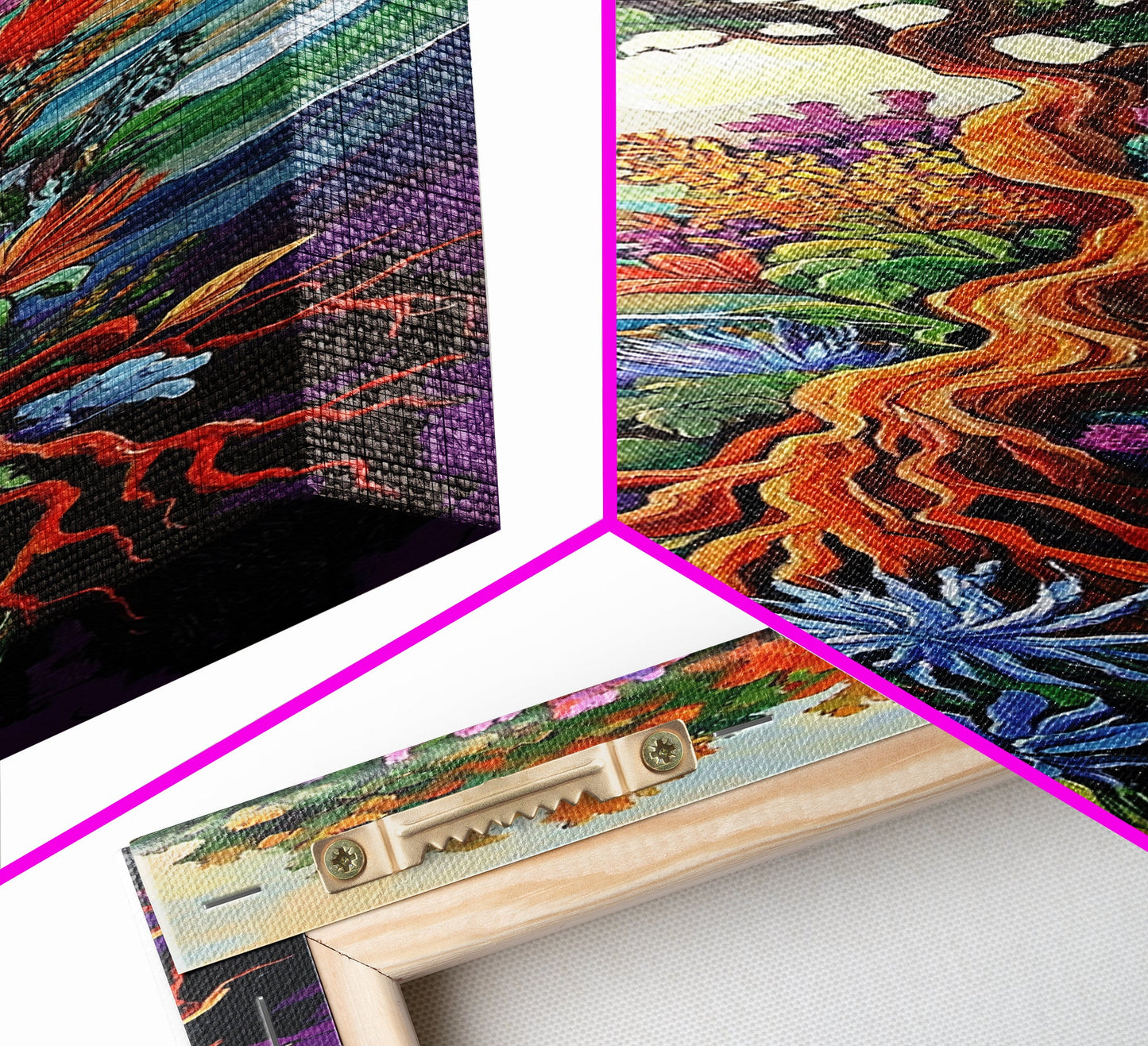 Tree of Life, Vibrant Roots, Abstract Nature Scene, Framed Canvas Print, Bohemian Home Art, Whimsical Bedroom Decor, Colorful Spiritual Art