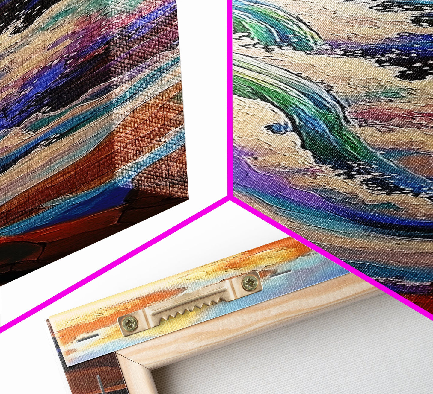 Waterfall River, Nature, Flow, Framed Canvas Print, Bold Landscape Wall Art, Nature Inspired Decor, Bathroom or Office Accent Art