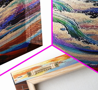 Waterfall River, Nature, Flow, Framed Canvas Print, Bold Landscape Wall Art, Nature Inspired Decor, Bathroom or Office Accent Art