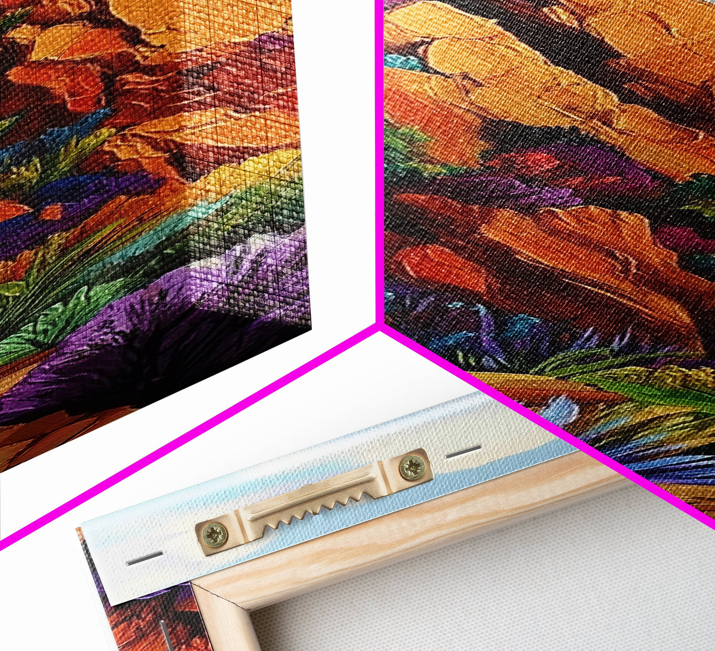 Cliff Trail, Seaside, Vista, Framed Canvas Print, nature hiking trail painting, boho wall decor, mountain sea view artwork, living room print