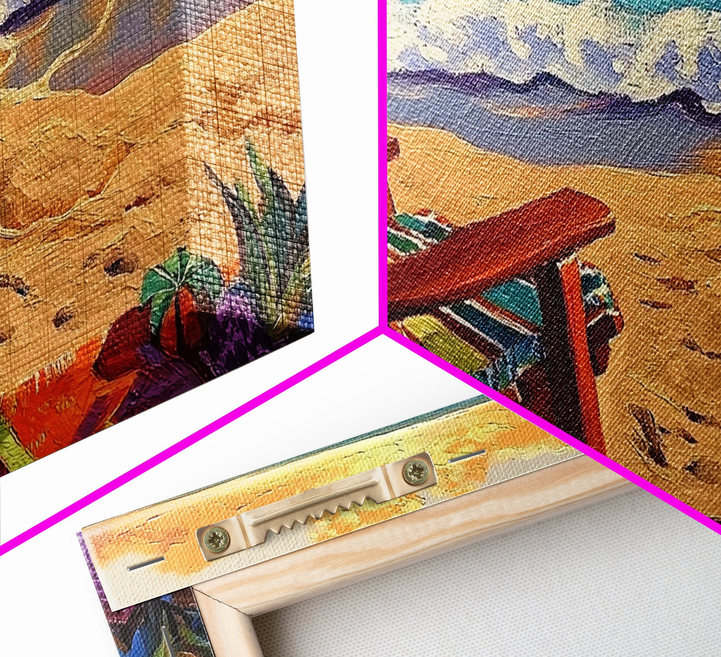 Chair Ocean, Sunset, Framed Canvas Print, Tranquil Beach Chair Painting, Relaxing Seaside Wall Decor, Zen Office Artwork