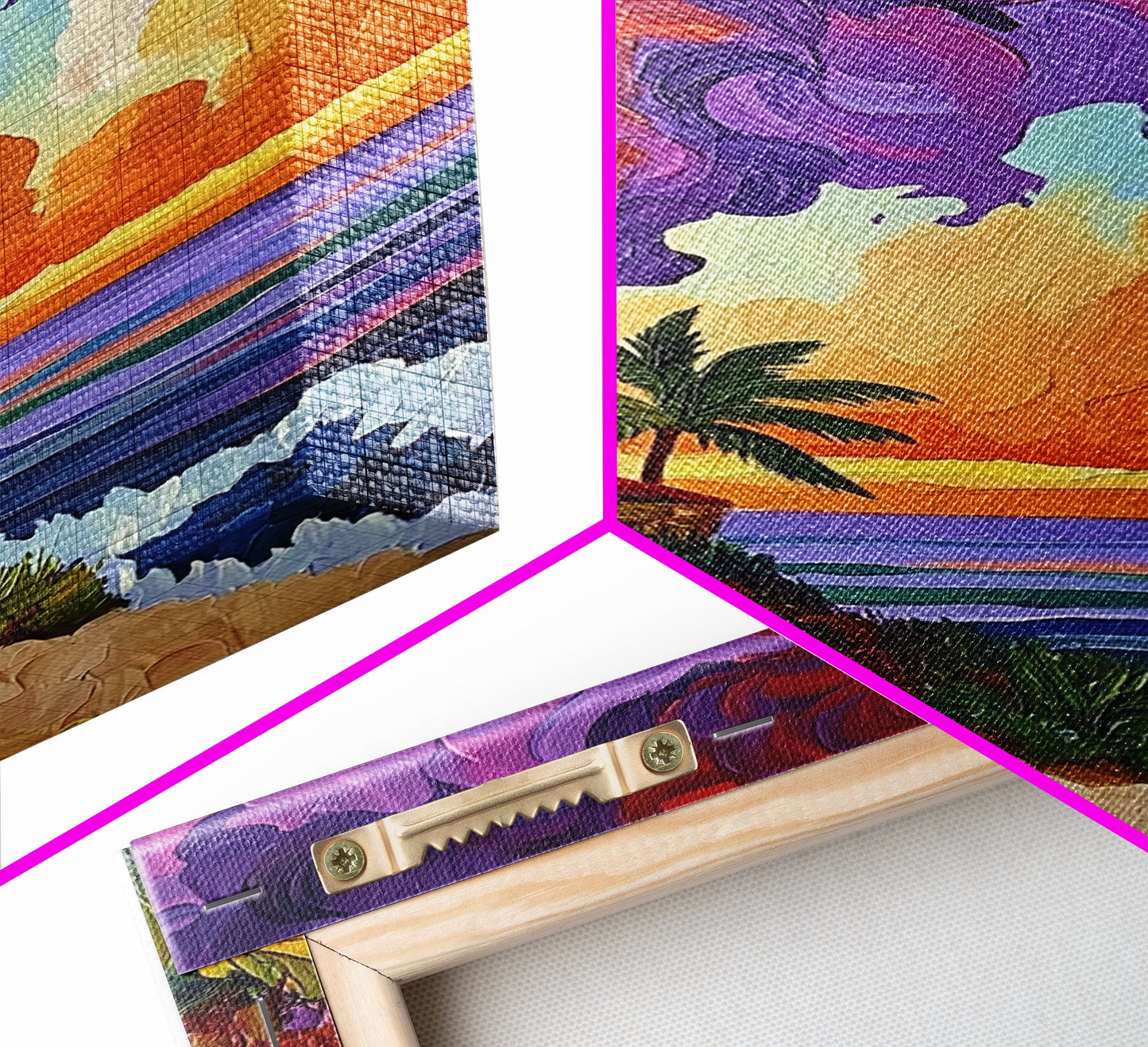 Lighthouse Sunset, Tropical, Path, Canvas Print, Colorful coastal home décor, beach house art, tropical living room wall painting