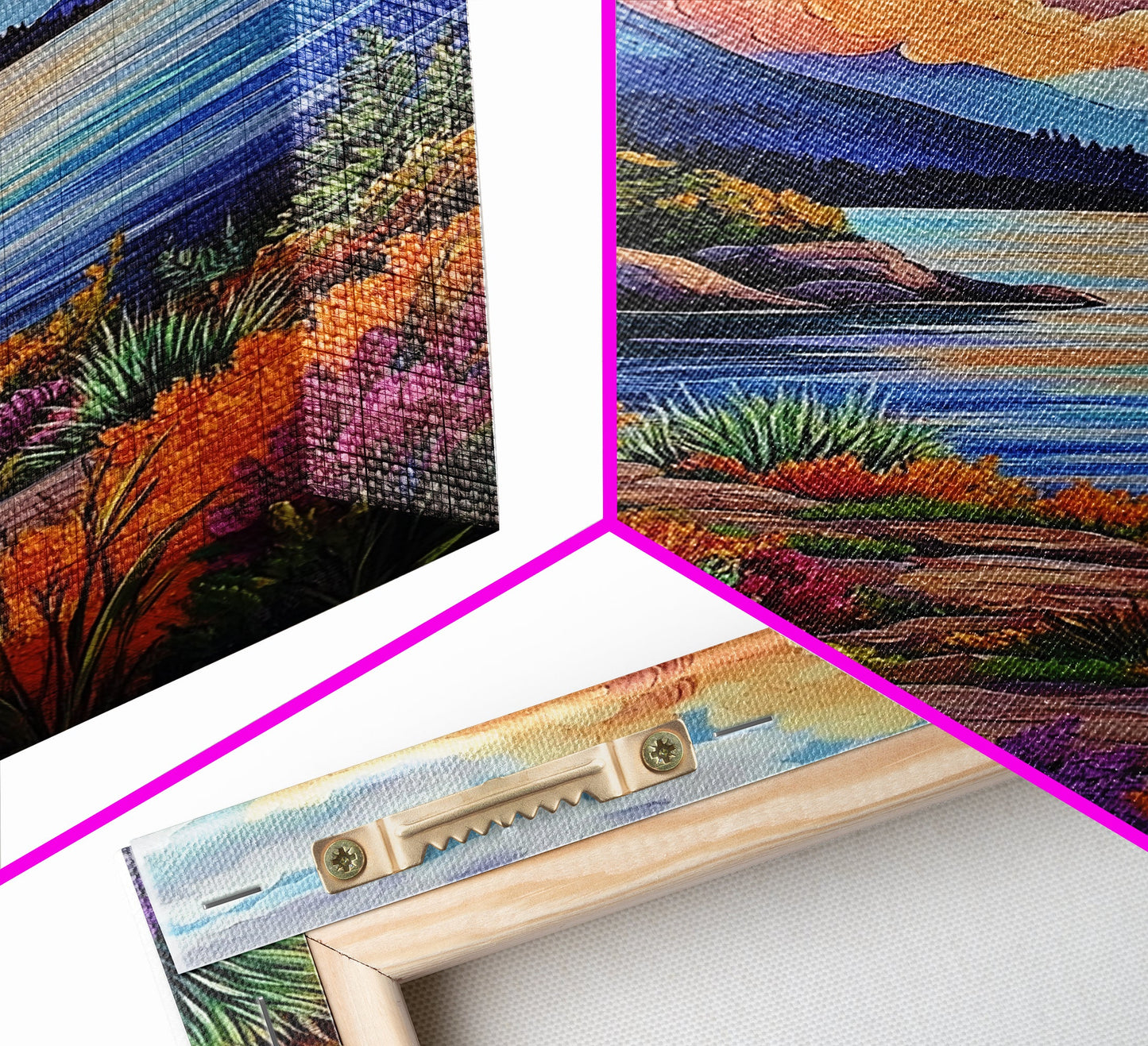 Lake Mountains, Sunset, Autumn, Framed Canvas Print serene mountain lake sunset wall art, vibrant Autumn landscape canvas, cozy cabin decor